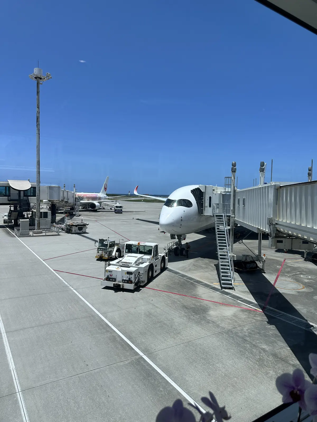 나하공항 계류장의 항공기